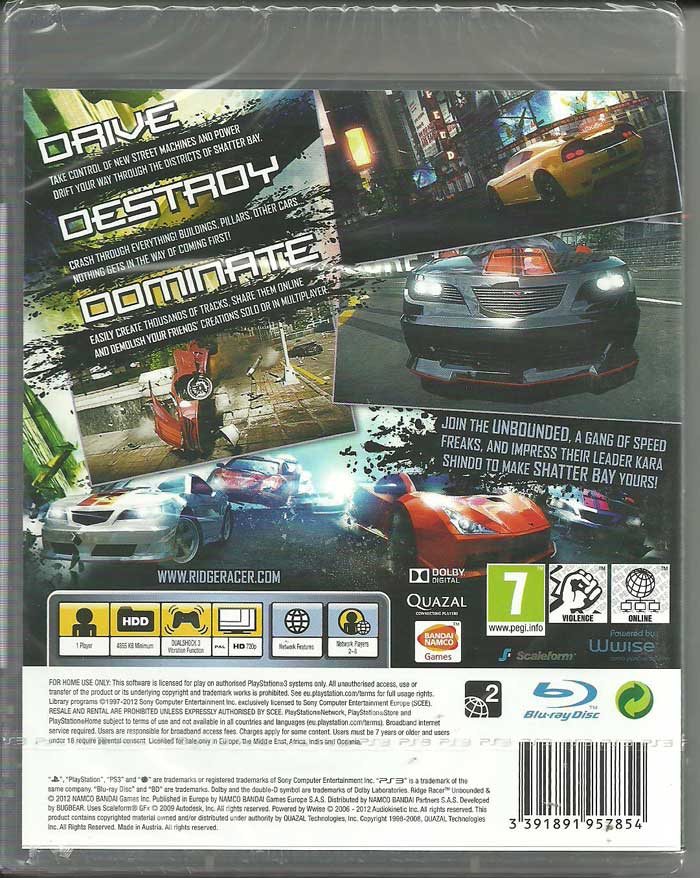 Ridge Racer Unbounded Limited Edition PS3 front sklep: najtańsze gry na konsole